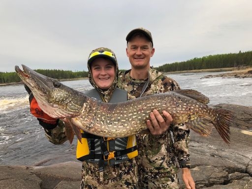Max and Roger Fredstrom with a big northern caught on the Berens River Land-based vs. Fly-in Hunts (2)